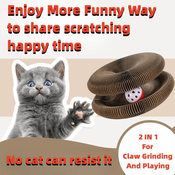 Magic Organ Foldable Round Cat Scratch Board Toy with Bell
