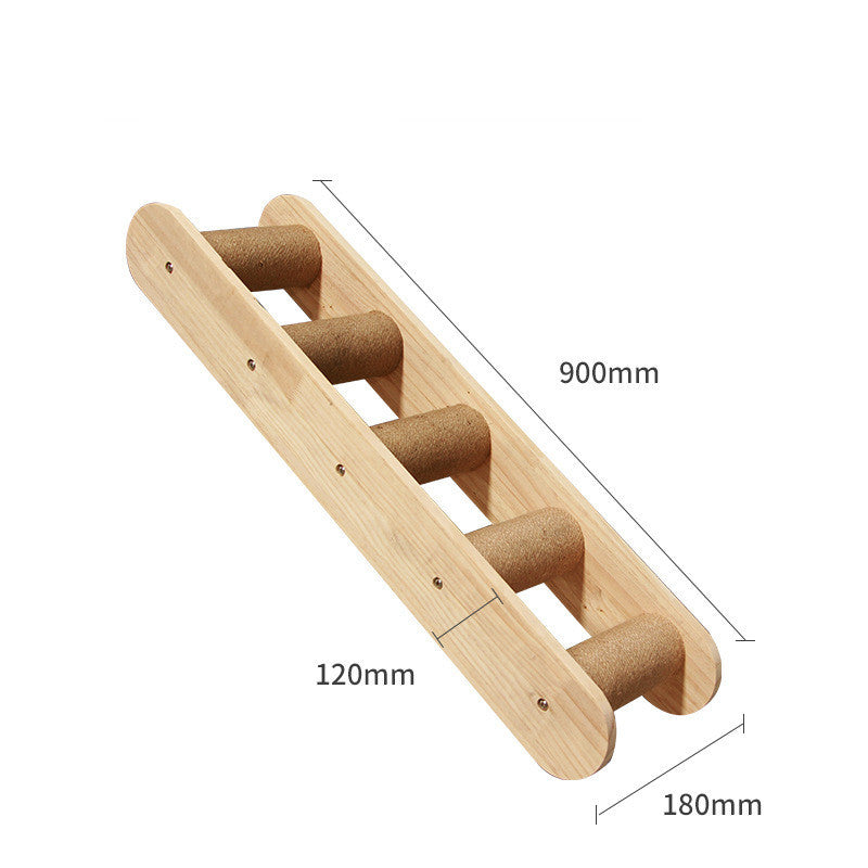 Wall-Mounted Solid Wood Cat Climbing Frame
