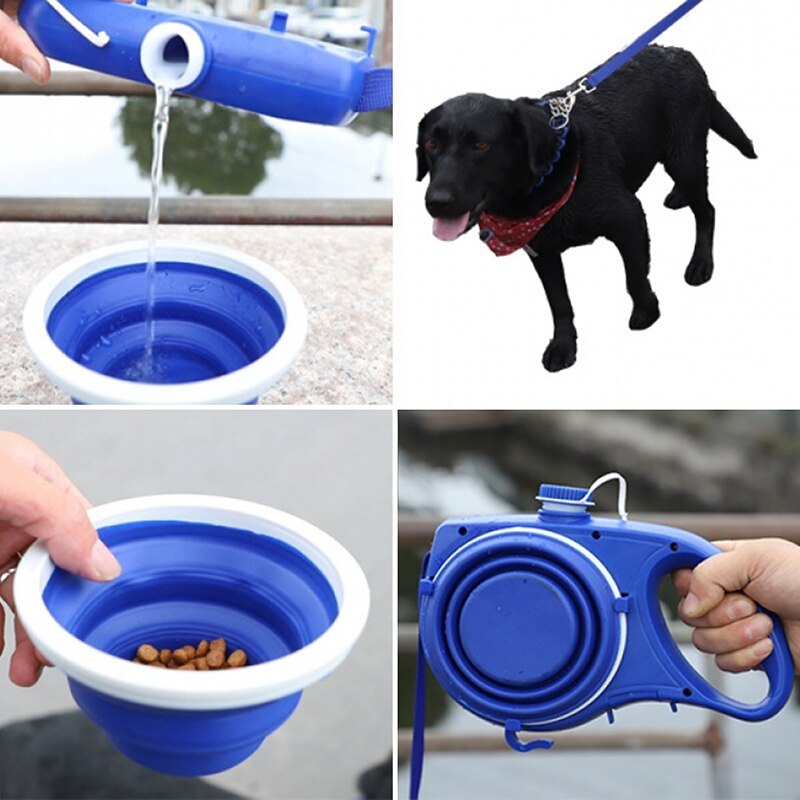 3-in-1 Pet Water Bottle with Cup & Leash