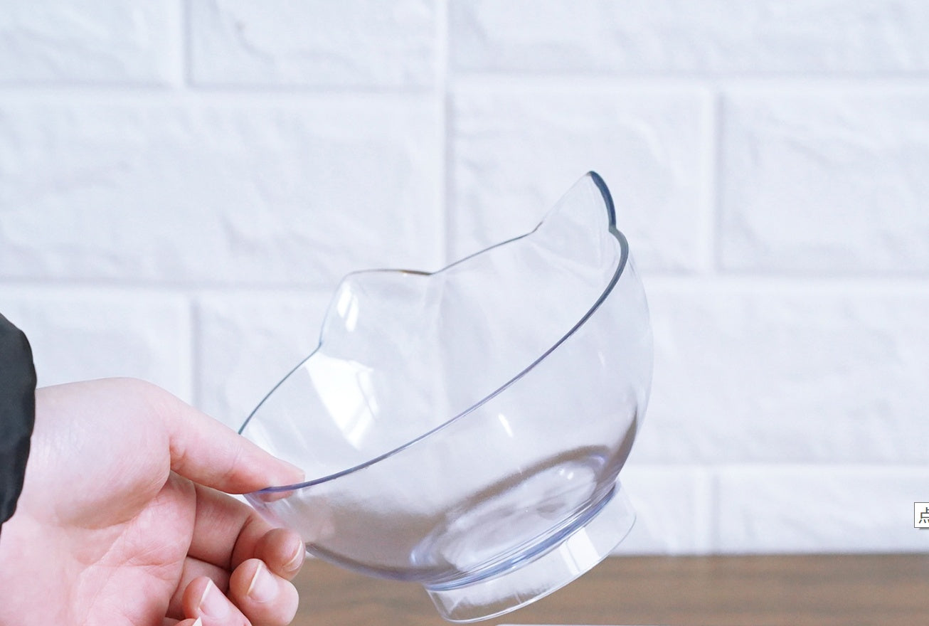Inclined Transparent Cat Ear Pet Food Bowl