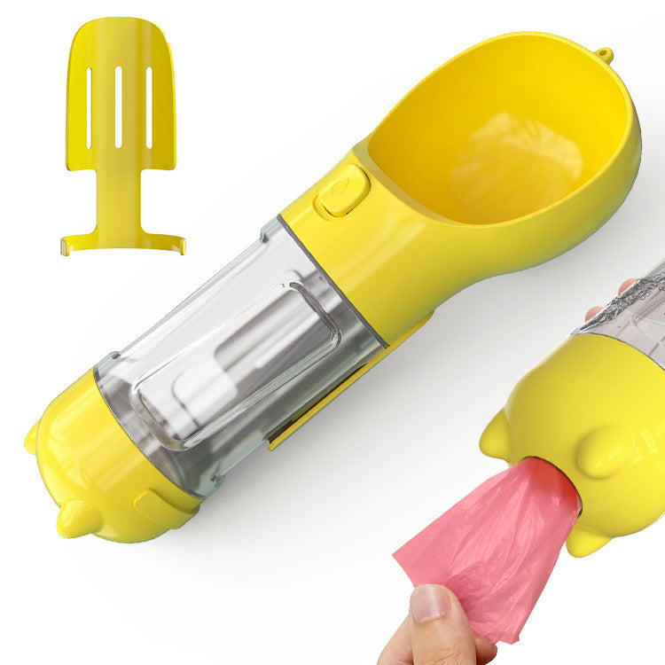 Portable Pet Water Bottle with Feeder & Waste Bag Storage