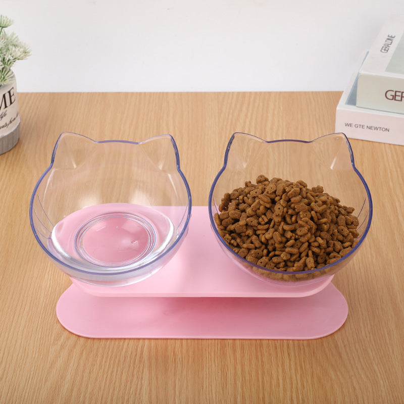 Inclined Transparent Cat Ear Pet Food Bowl
