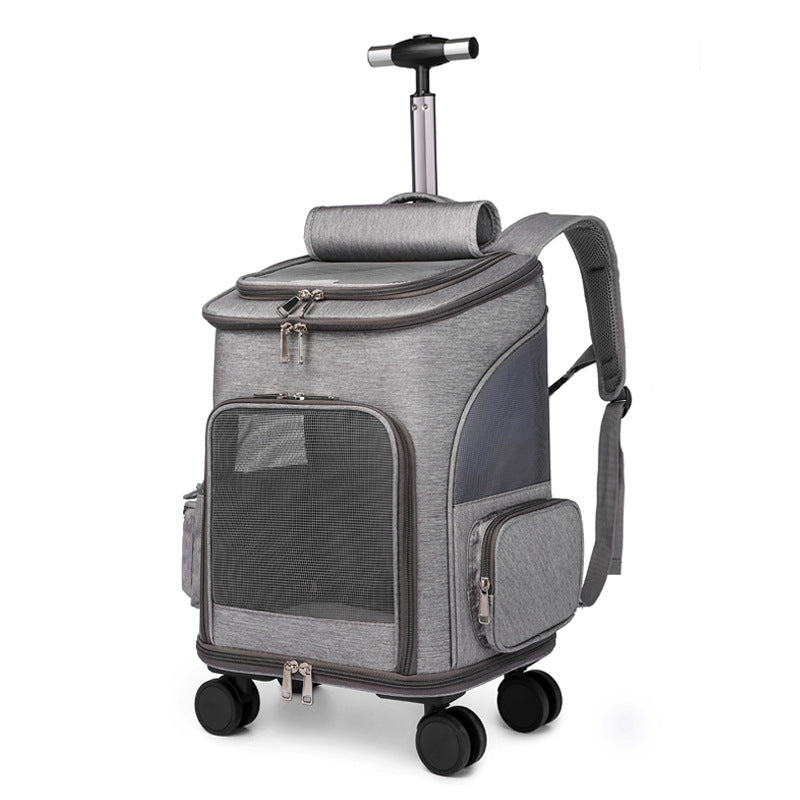 Portable Folding Trolley Pet Backpack with Wheels