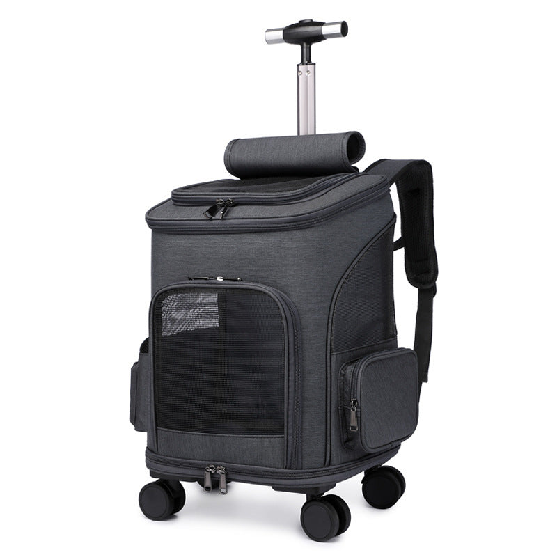 Portable Folding Trolley Pet Backpack with Wheels
