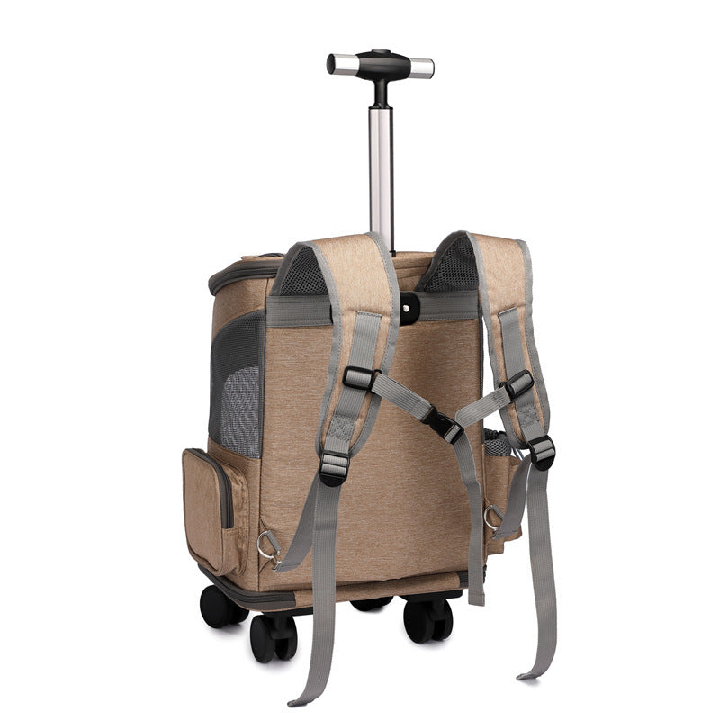 Portable Folding Trolley Pet Backpack with Wheels