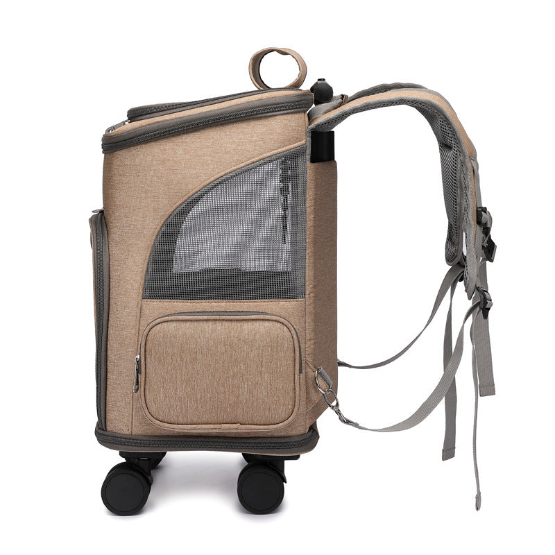 Portable Folding Trolley Pet Backpack with Wheels