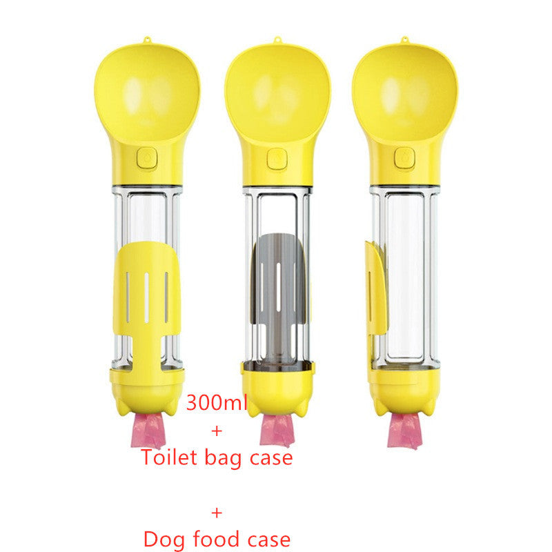 Portable Pet Water Bottle with Feeder & Waste Bag Storage