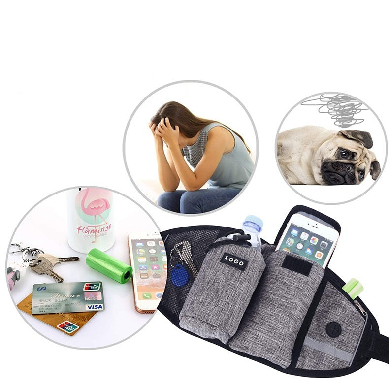 Hands-Free Dog Leash Waist Bag – Outdoor Training with Food & Water Storage