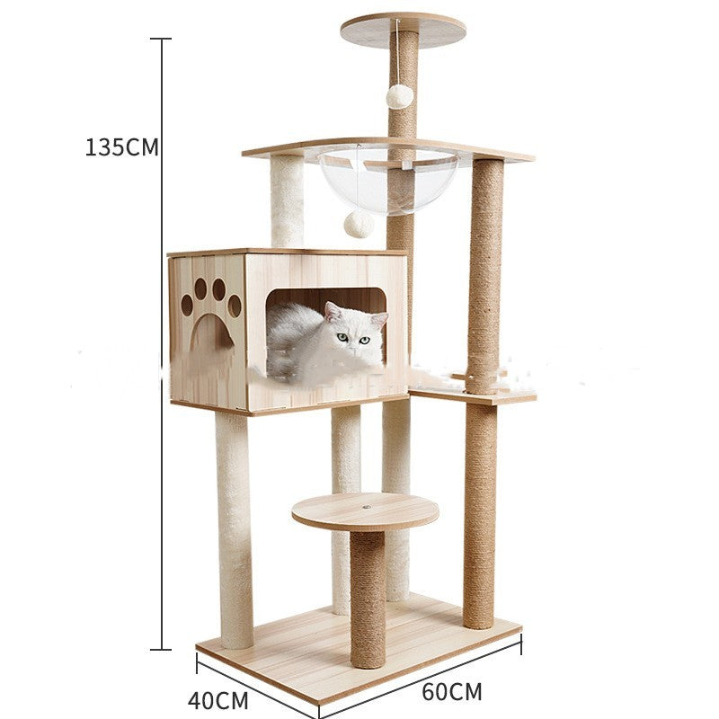 Cat Climbing Tree with Crawl Nest, Scratching Board & Space Capsule