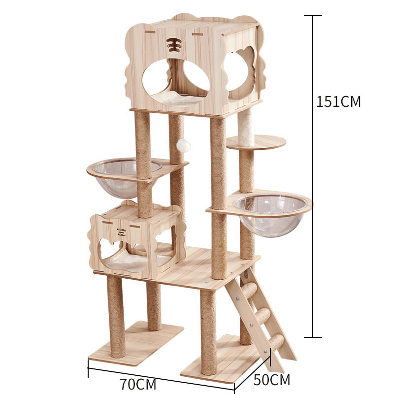 Cat Climbing Tree with Crawl Nest, Scratching Board & Space Capsule
