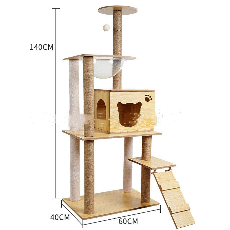 Cat Climbing Tree with Crawl Nest, Scratching Board & Space Capsule