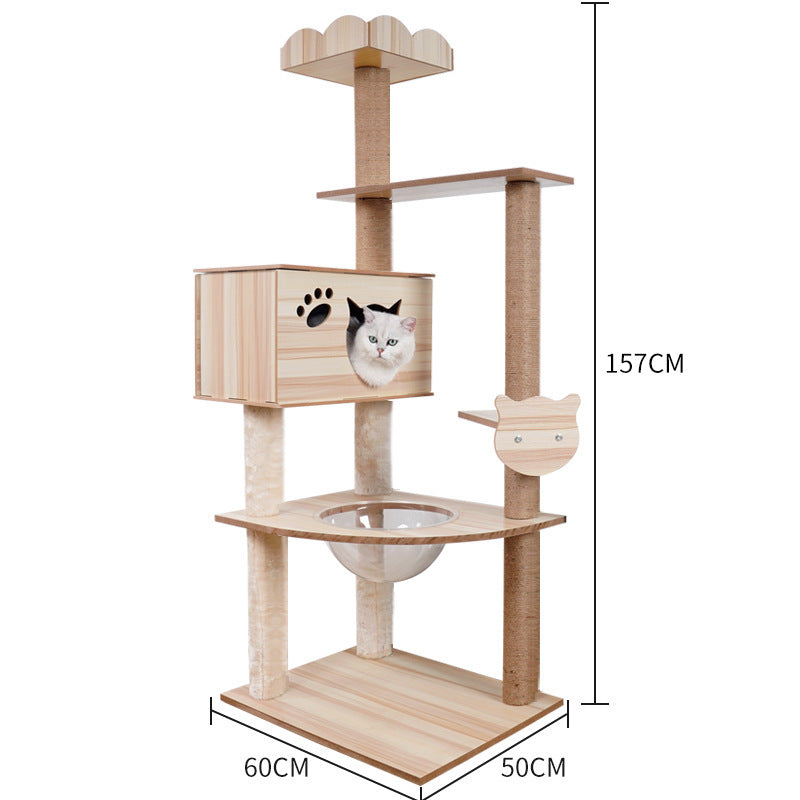 Cat Climbing Tree with Crawl Nest, Scratching Board & Space Capsule