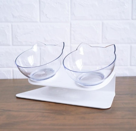 Inclined Transparent Cat Ear Pet Food Bowl
