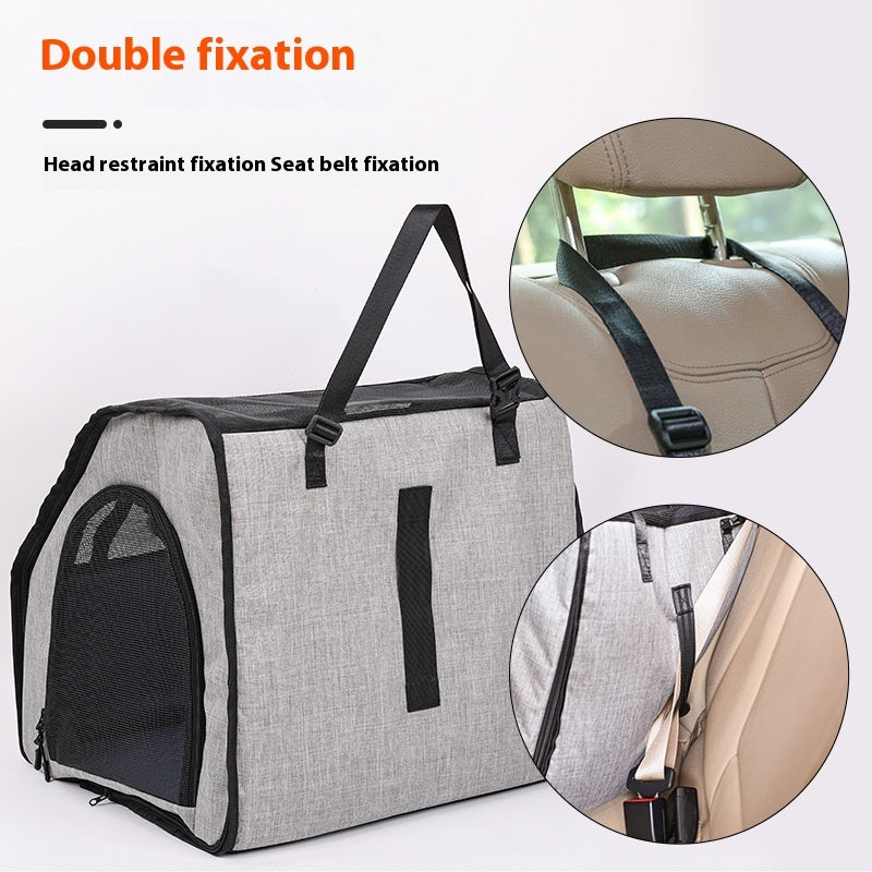 Foldable Waterproof Pet Car Cage with Mat
