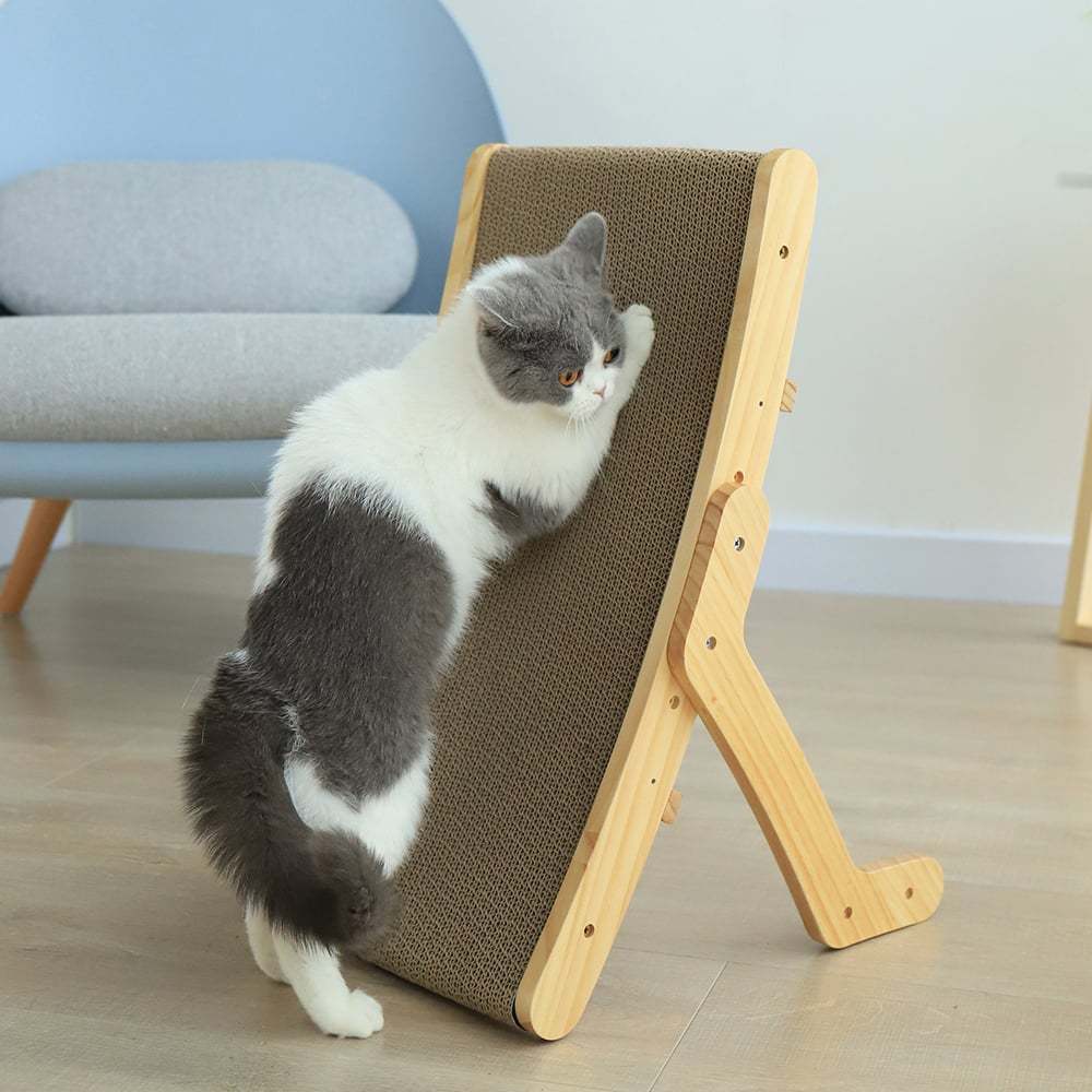Deformable Vertical Cat Bed with Replaceable Corrugated Scratching Core