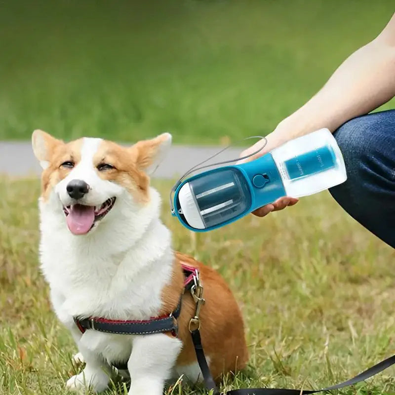 3-in-1 Portable Dog Water & Food Cup with Waste Bag