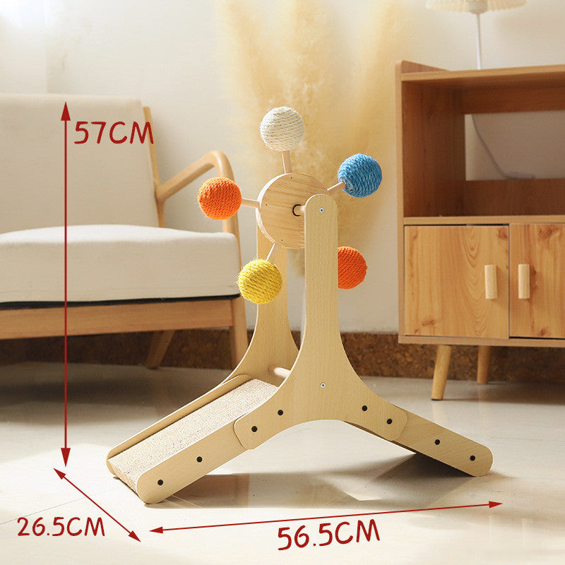 Solid Wood Rotary Cat Scratcher