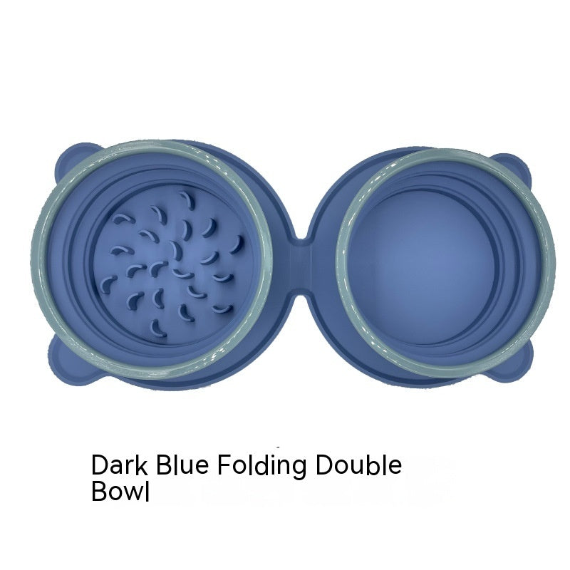 Portable Foldable Silicone Double Pet Bowl