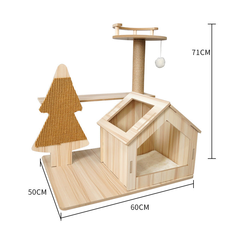 Cat Climbing Tree with Crawl Nest, Scratching Board & Space Capsule