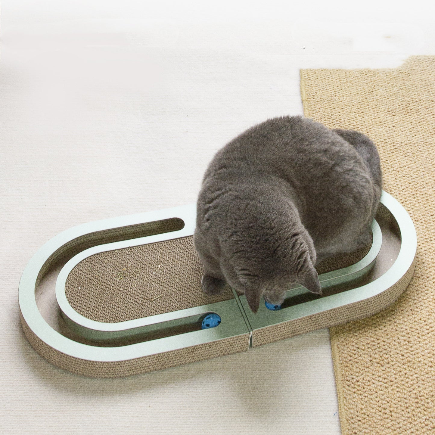 Folding Corrugated Paper Cat Scratcher with Ball