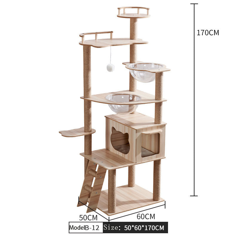 Cat Climbing Tree with Crawl Nest, Scratching Board & Space Capsule