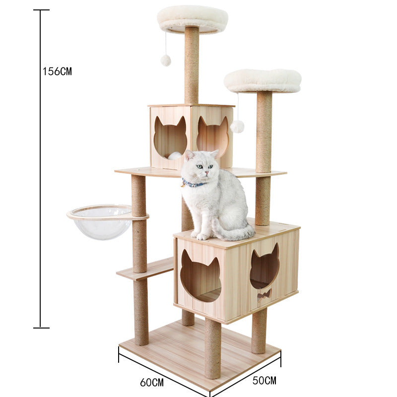 Cat Climbing Tree with Crawl Nest, Scratching Board & Space Capsule