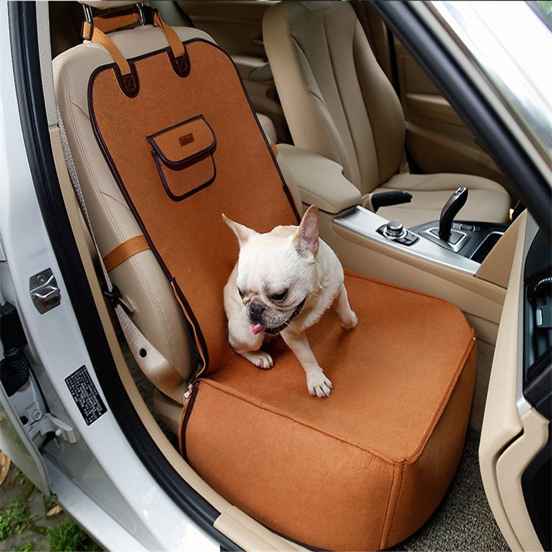 Retro Dual-Purpose Pet Car Mat & Front Seat Cushion