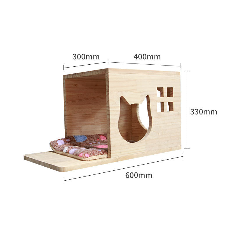 Wall-Mounted Solid Wood Cat Climbing Frame