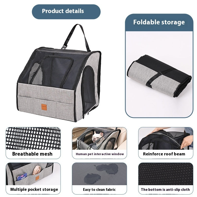 Foldable Waterproof Pet Car Cage with Mat