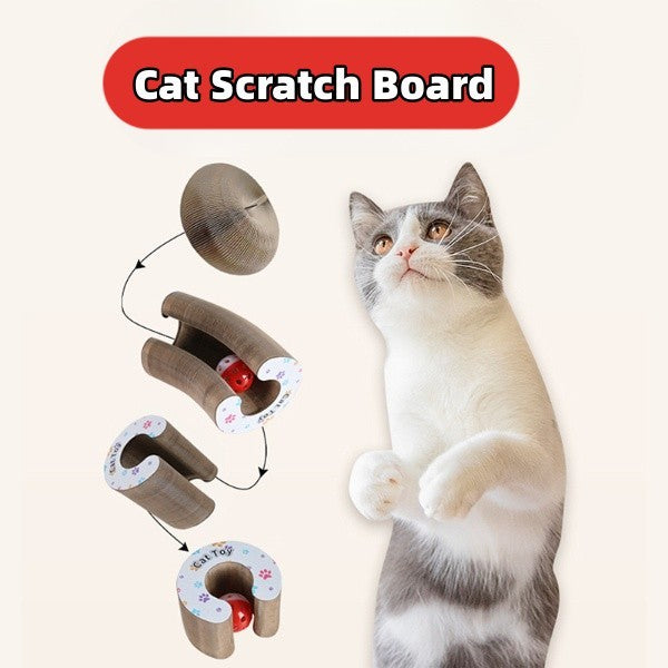 Magic Organ Foldable Round Cat Scratch Board Toy with Bell