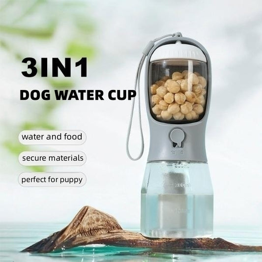 3-in-1 Portable Dog Water & Food Cup with Waste Bag