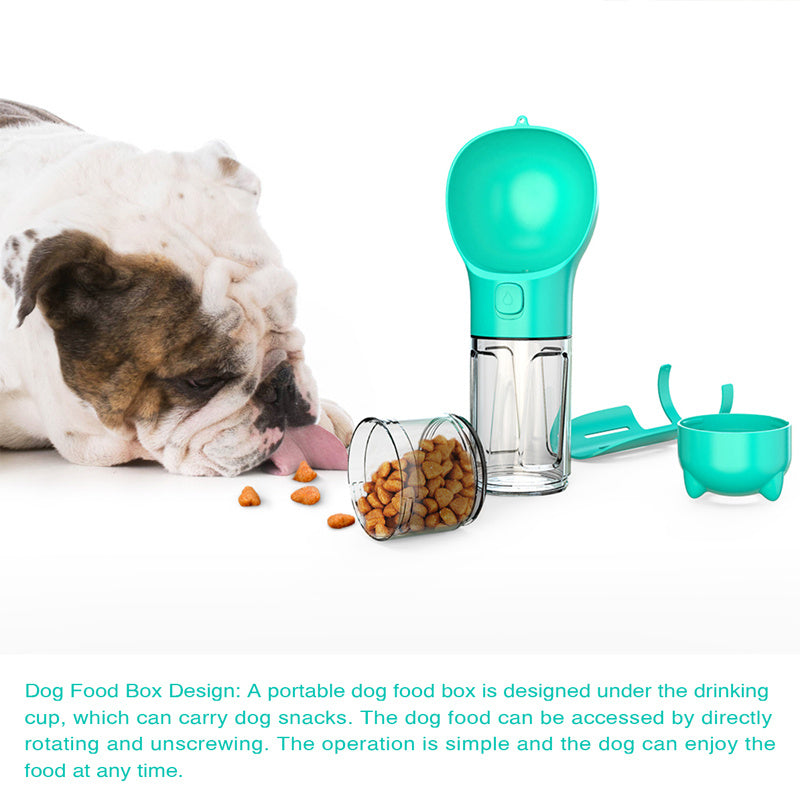 Portable Pet Water Bottle with Feeder & Waste Bag Storage