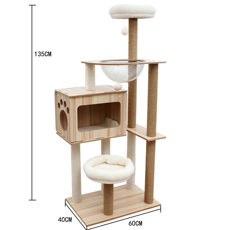 Cat Climbing Tree with Crawl Nest, Scratching Board & Space Capsule