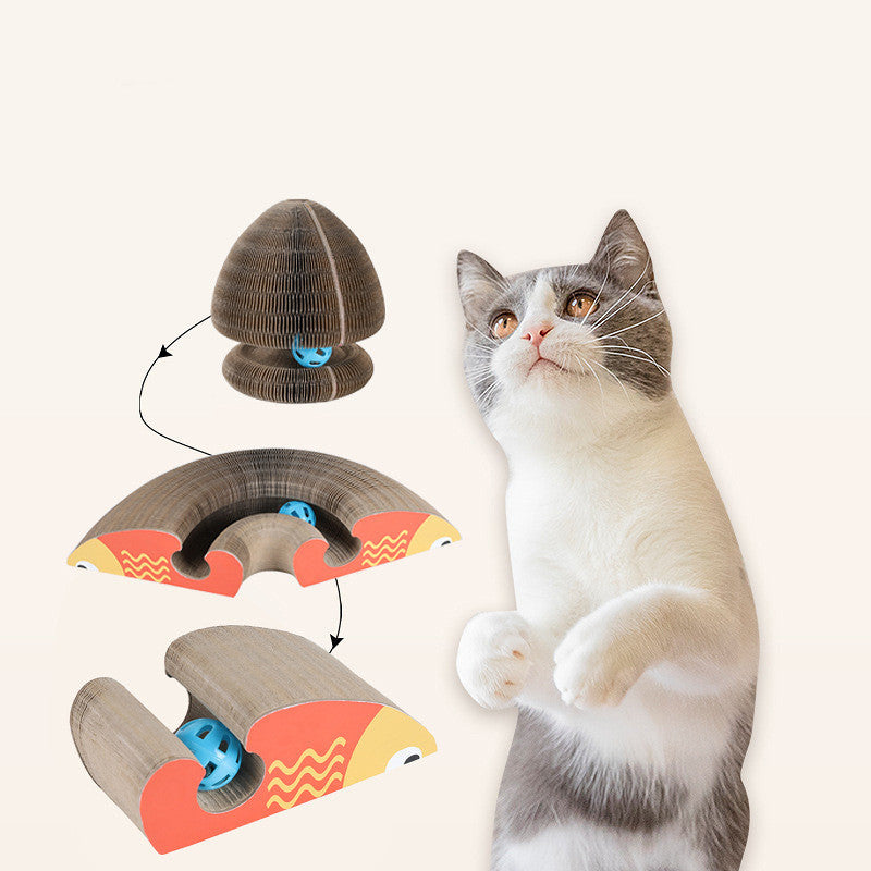 Magic Organ Foldable Round Cat Scratch Board Toy with Bell