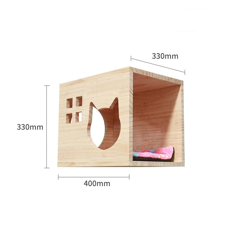 Wall-Mounted Solid Wood Cat Climbing Frame