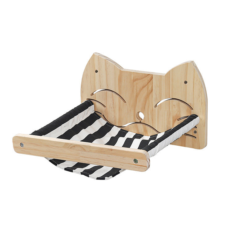 Pine Wood Cat Climbing Frame with Wall Hammock and Capsule Toy