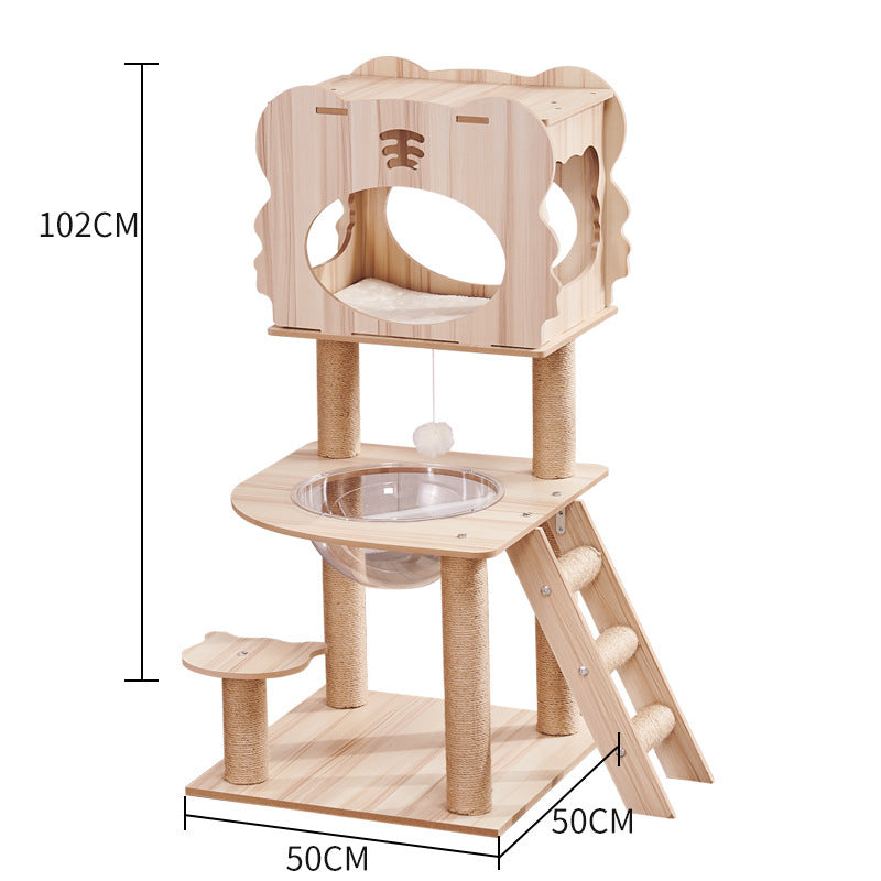 Cat Climbing Tree with Crawl Nest, Scratching Board & Space Capsule