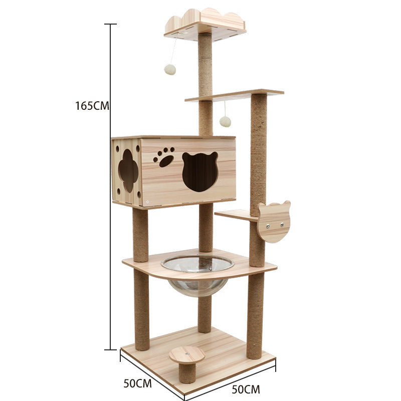 Cat Climbing Tree with Crawl Nest, Scratching Board & Space Capsule