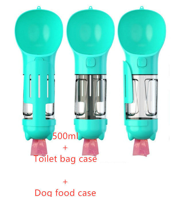 Portable Pet Water Bottle with Feeder & Waste Bag Storage