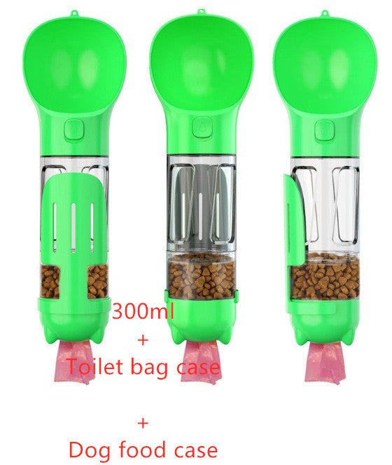Portable Pet Water Bottle with Feeder & Waste Bag Storage