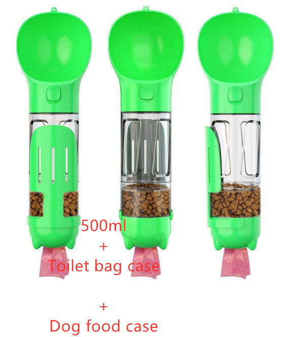 Portable Pet Water Bottle with Feeder & Waste Bag Storage