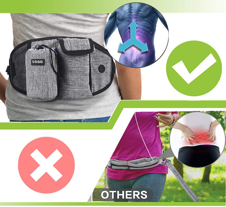 Hands-Free Dog Leash Waist Bag – Outdoor Training with Food & Water Storage