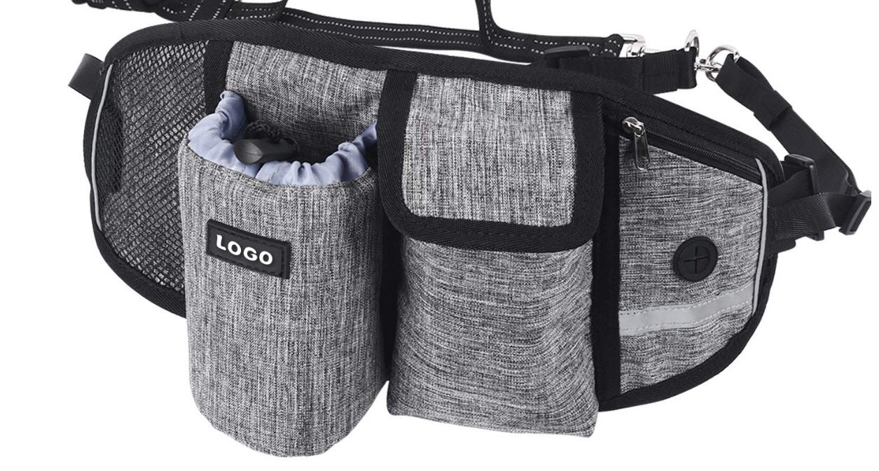 Hands-Free Dog Leash Waist Bag – Outdoor Training with Food & Water Storage