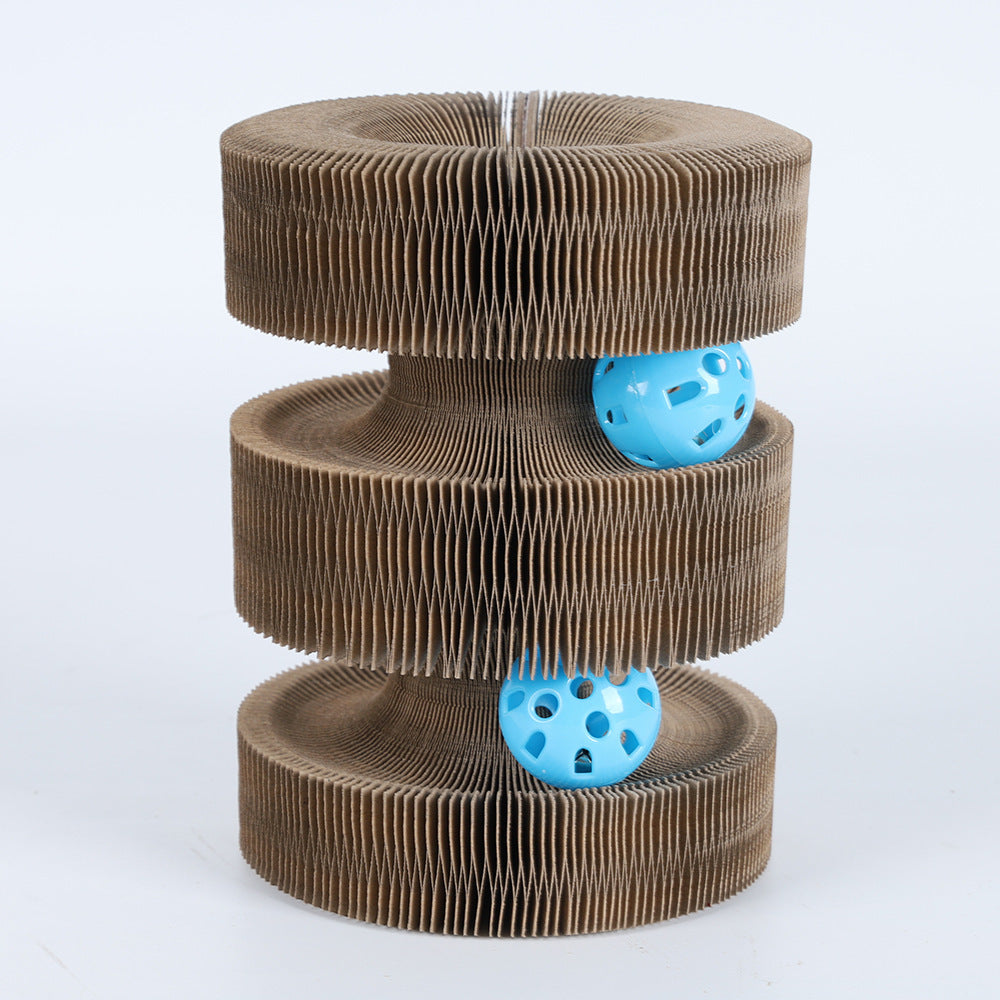 Magic Organ Foldable Round Cat Scratch Board Toy with Bell