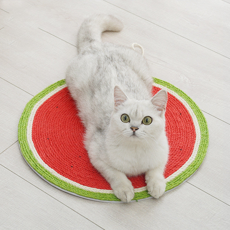 Watermelon Linen Cat Mat with Sisal Claw Board