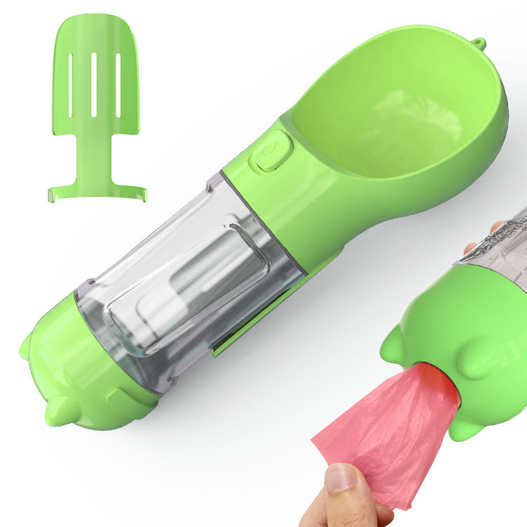 Portable Pet Water Bottle with Feeder & Waste Bag Storage