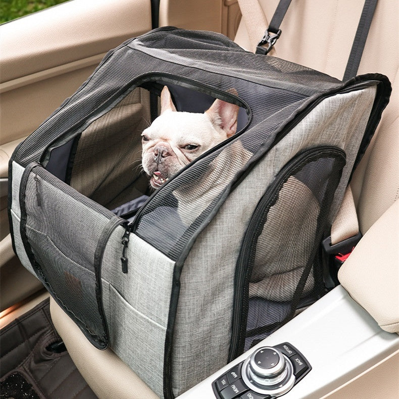 Foldable Waterproof Pet Car Cage with Mat