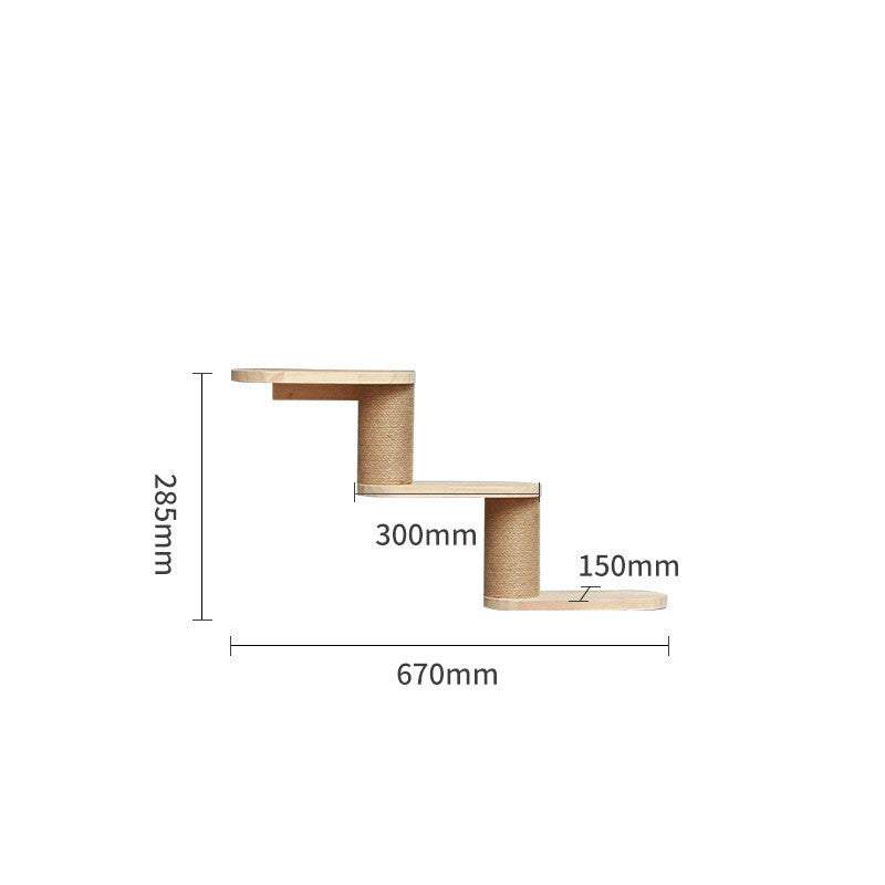 Wall-Mounted Solid Wood Cat Climbing Frame