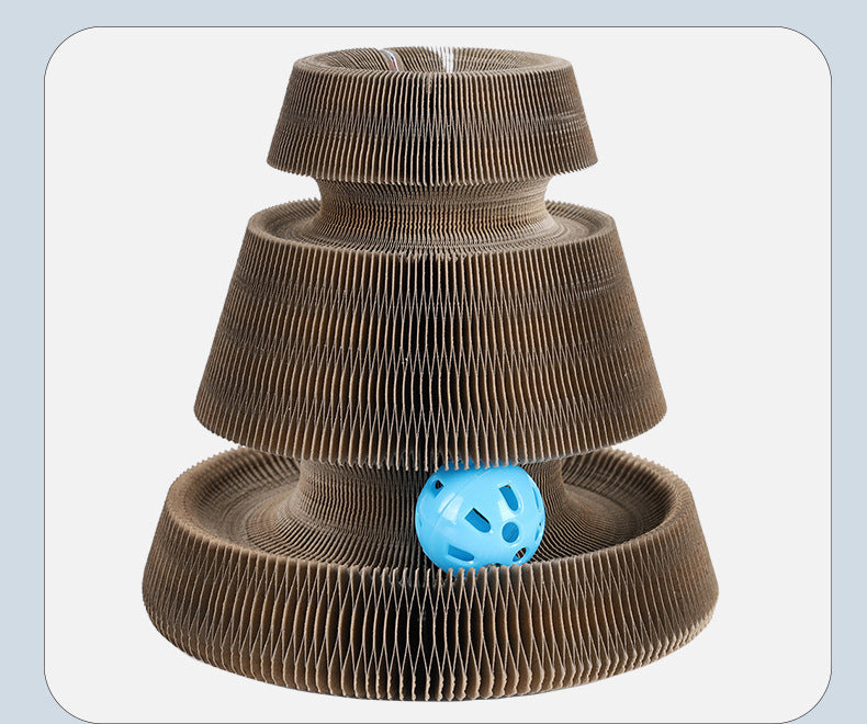 Magic Organ Foldable Round Cat Scratch Board Toy with Bell