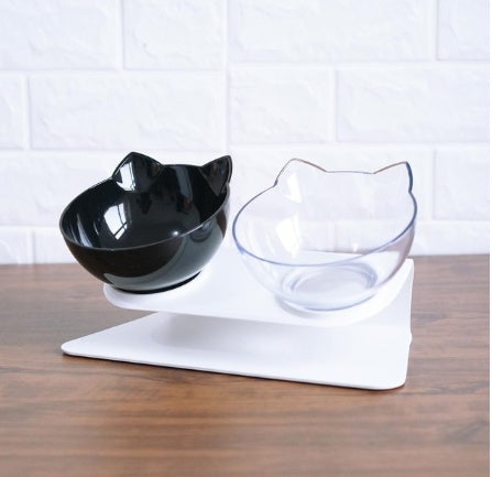 Inclined Transparent Cat Ear Pet Food Bowl
